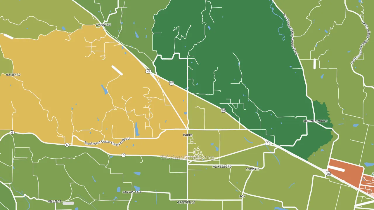 Banks, OR Map of Assault Rates