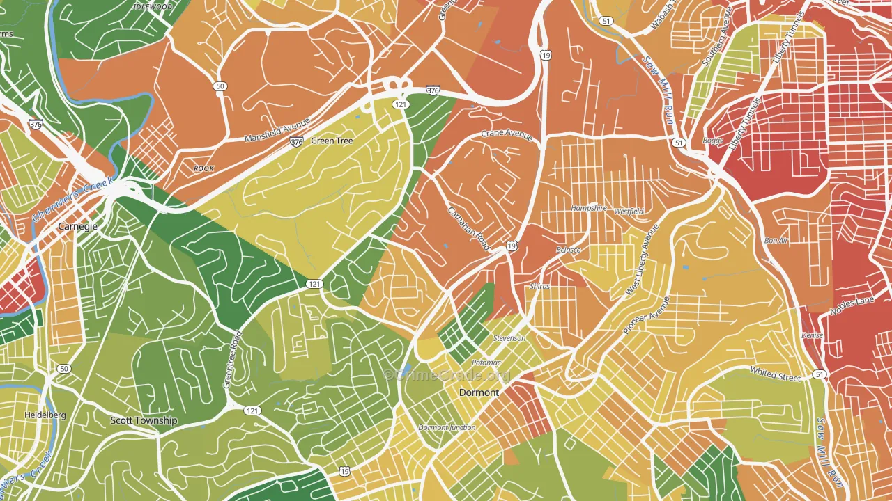 Banksville, Pittsburgh, PA Map of Assault Rates