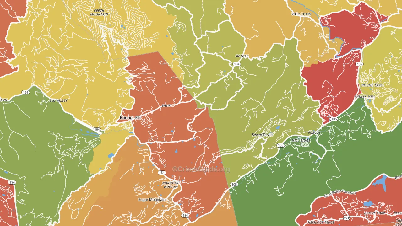 Banner Elk, NC Map of Assault Rates