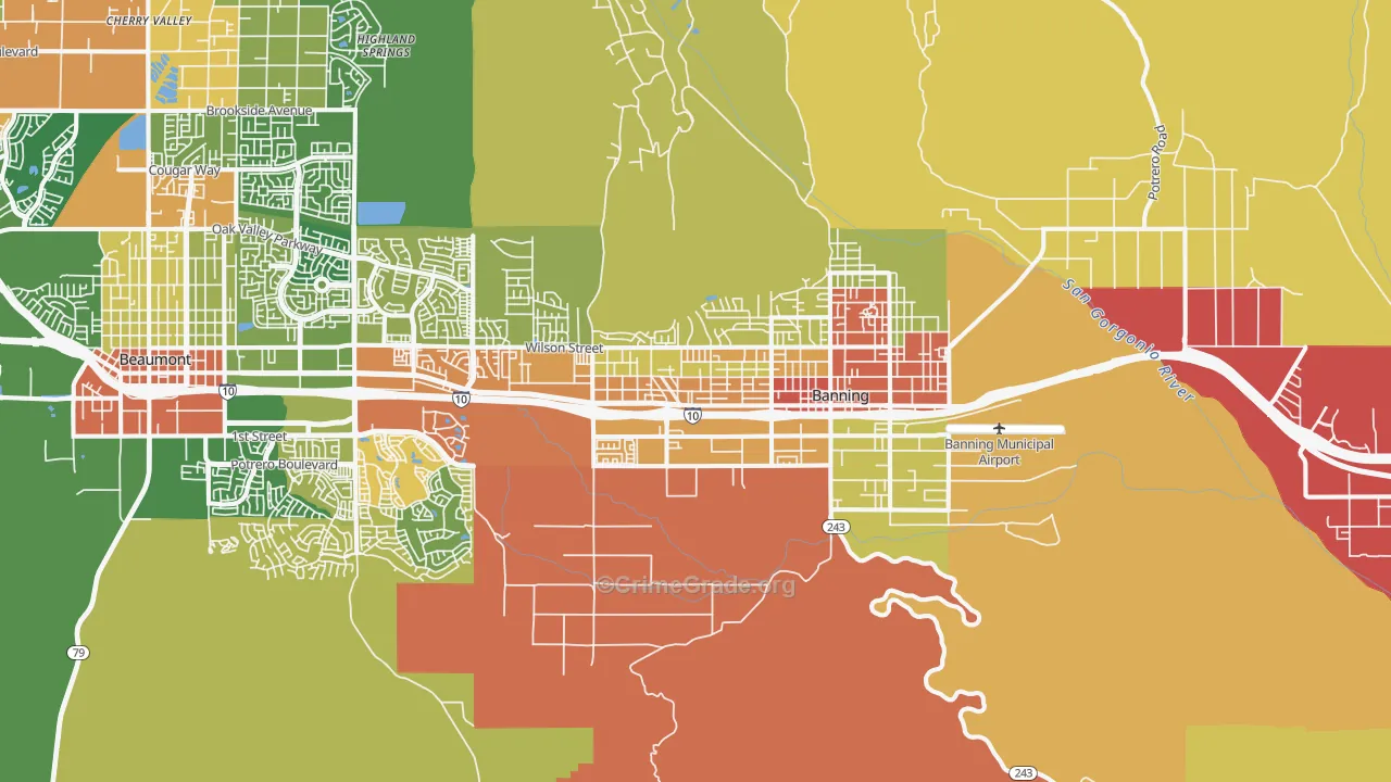 Banning, CA Map of Assault Rates
