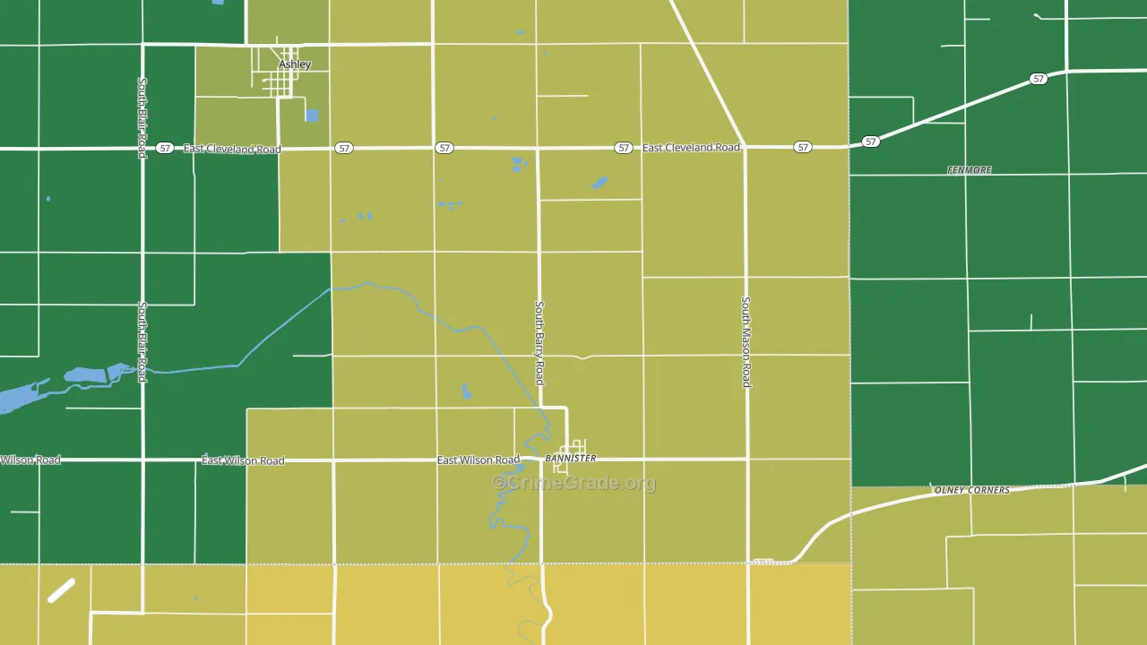 Bannister, MI Map of Assault Rates