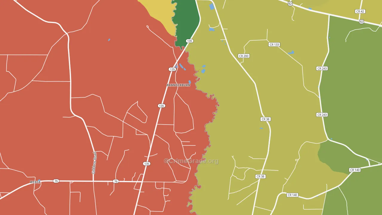 Bannockburn, GA Map of Assault Rates