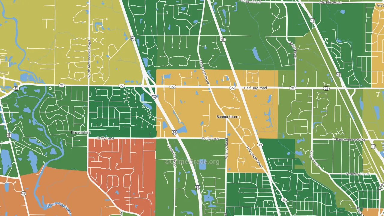Bannockburn, IL Map of Assault Rates