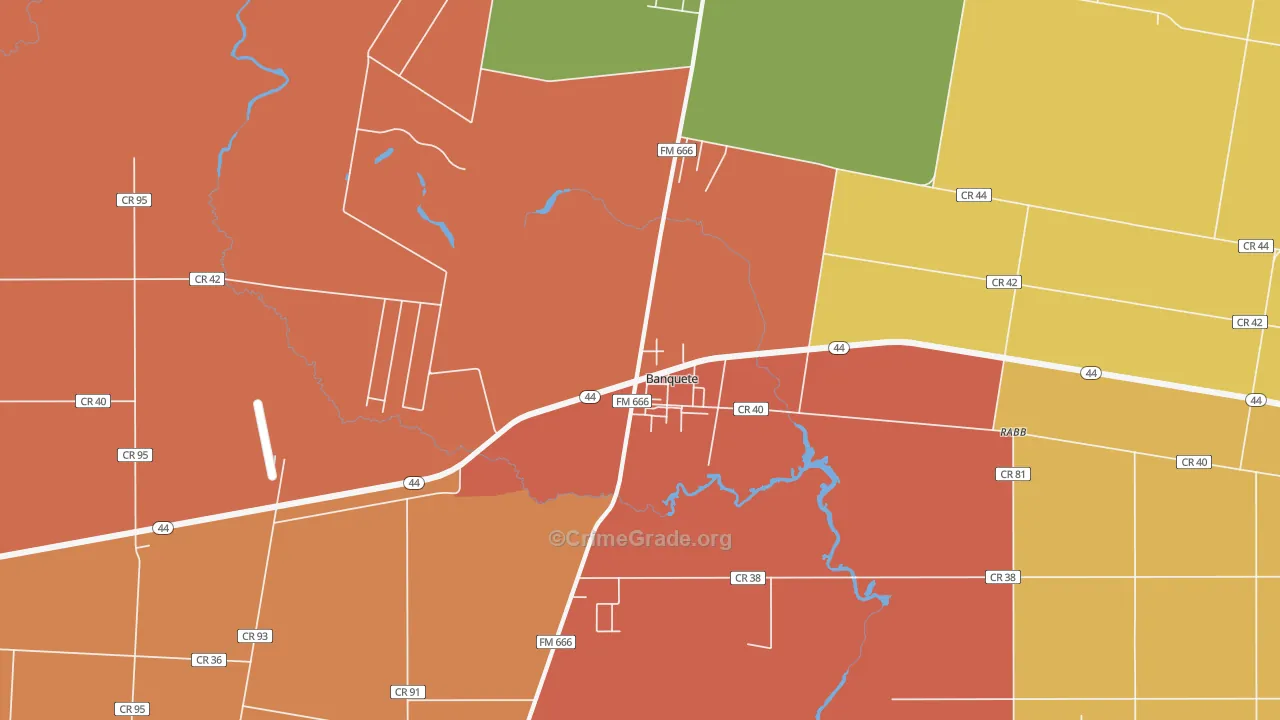 Banquete, TX Map of Assault Rates