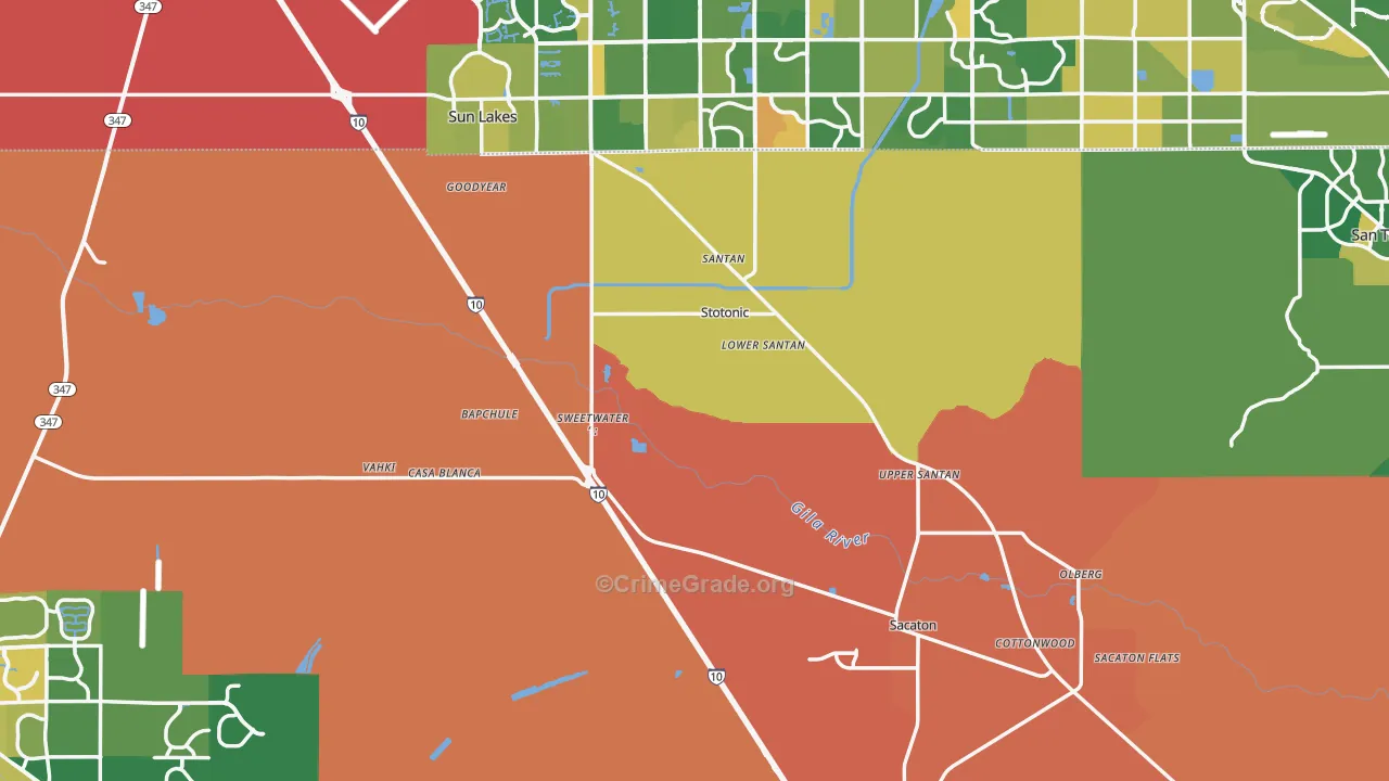 Bapchule, AZ Map of Assault Rates