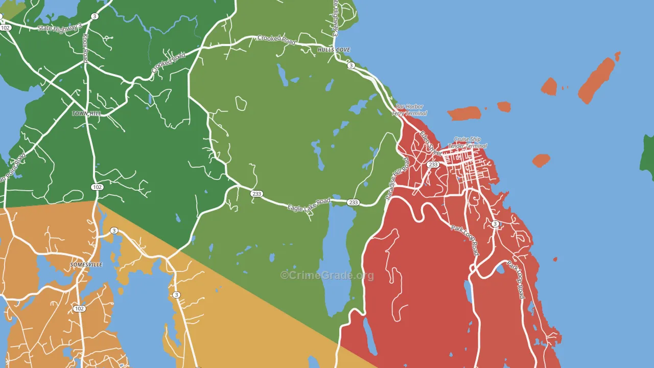 Bar Harbor, ME Map of Assault Rates