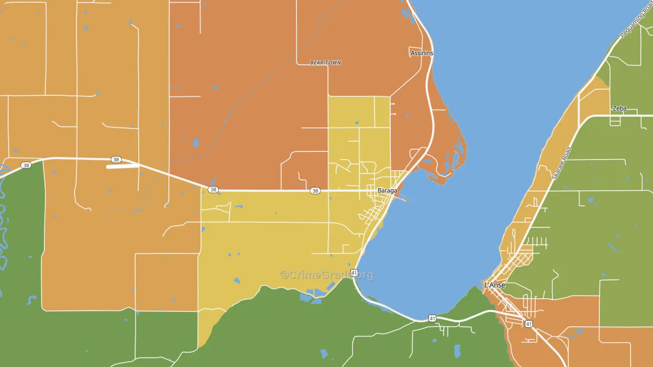 Baraga, MI Map of Assault Rates