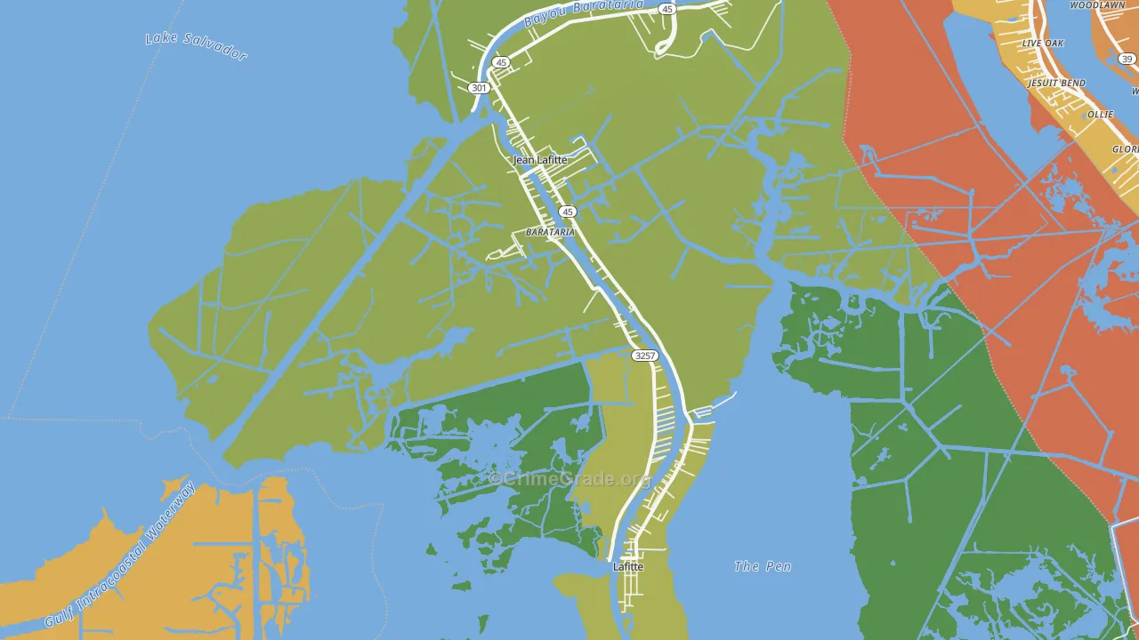 Barataria, LA Map of Assault Rates