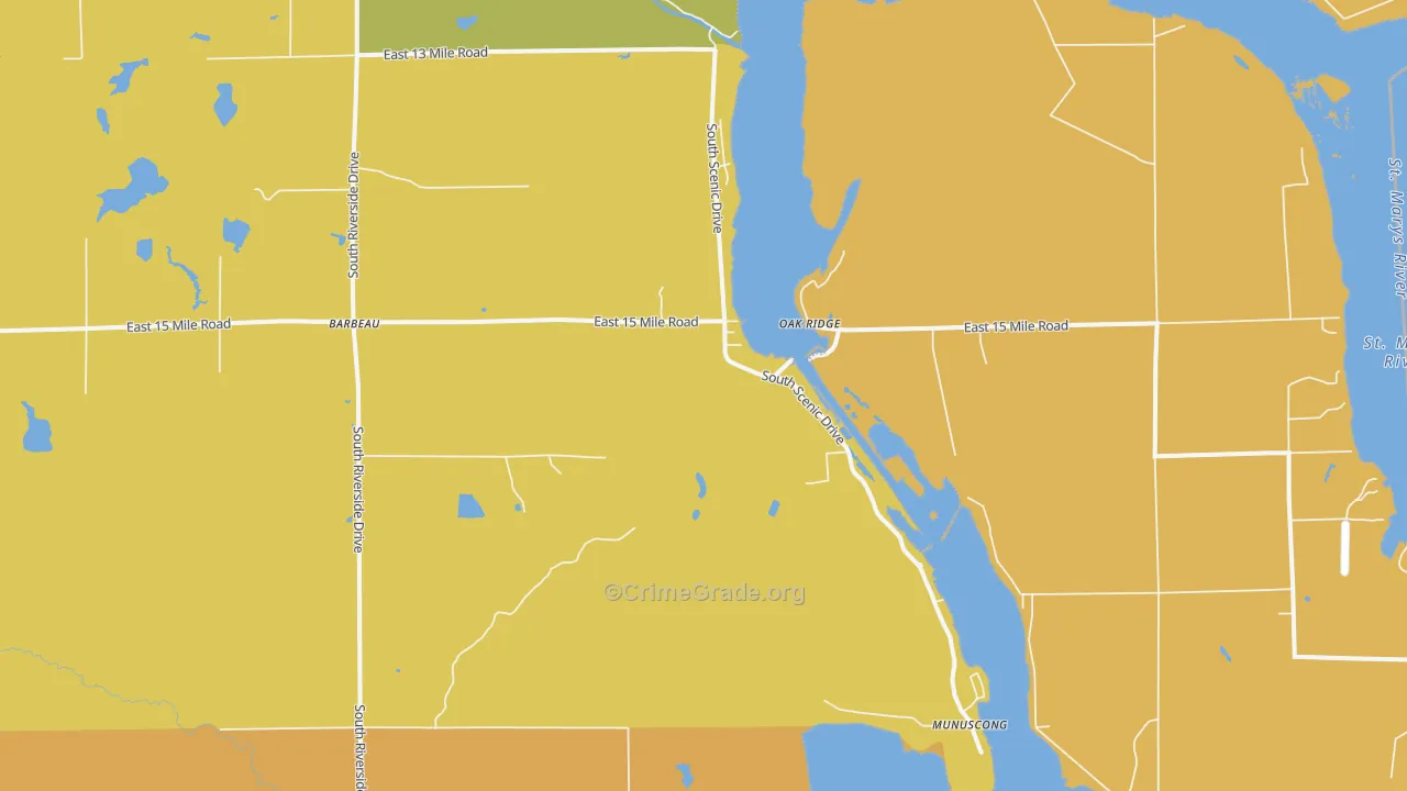 Barbeau, MI Map of Assault Rates