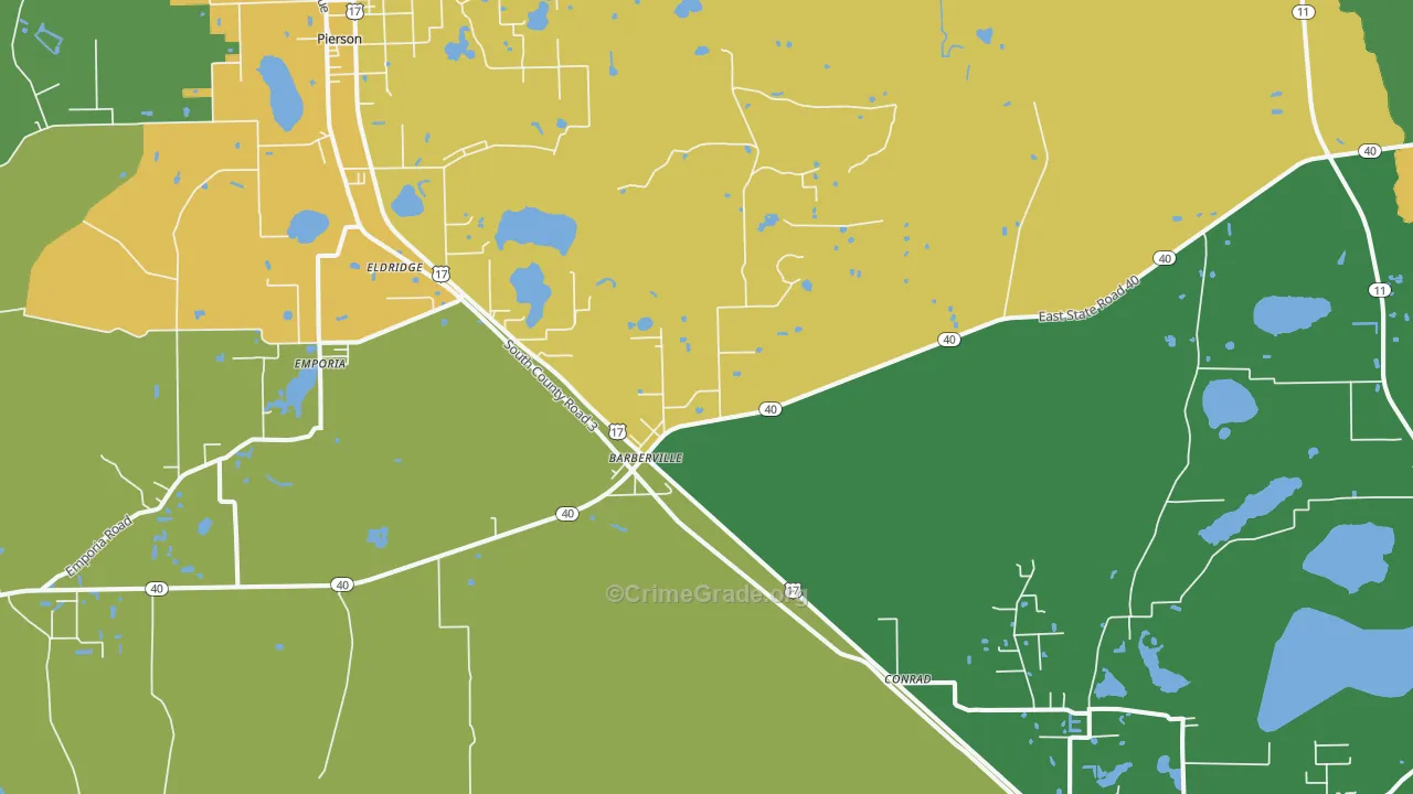 Barberville, FL Map of Assault Rates