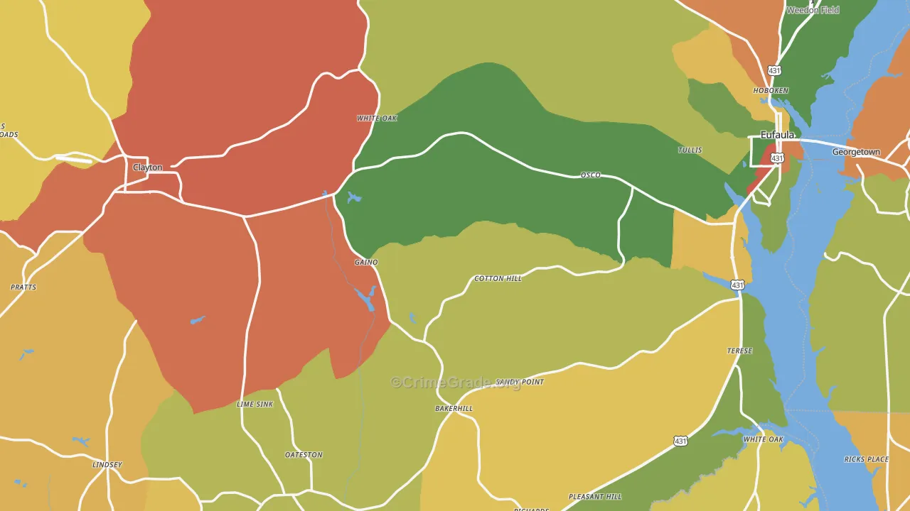 Barbour County, AL Map of Assault Rates