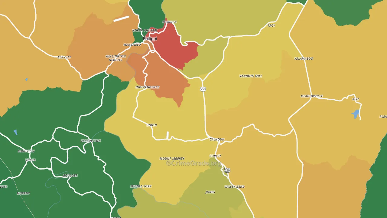 Barbour County, WV Map of Assault Rates
