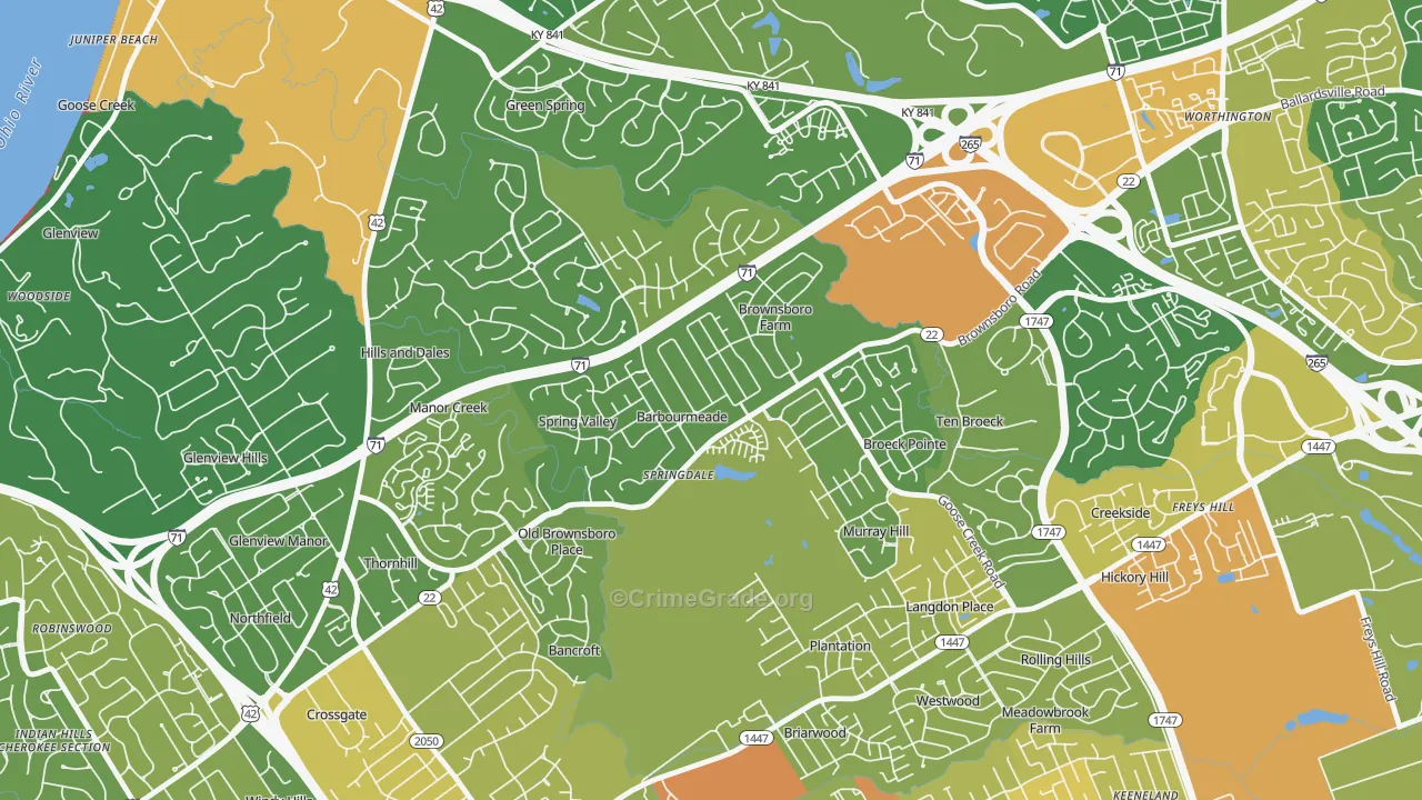 Barbourmeade, KY Map of Assault Rates