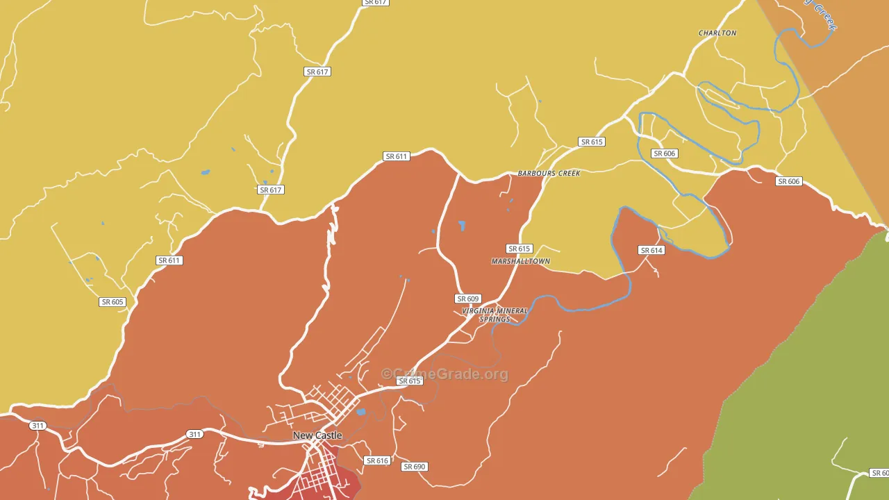 Barbours Creek, VA Map of Assault Rates
