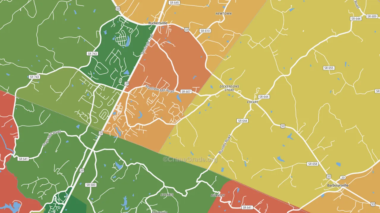 Barboursville, VA Map of Assault Rates