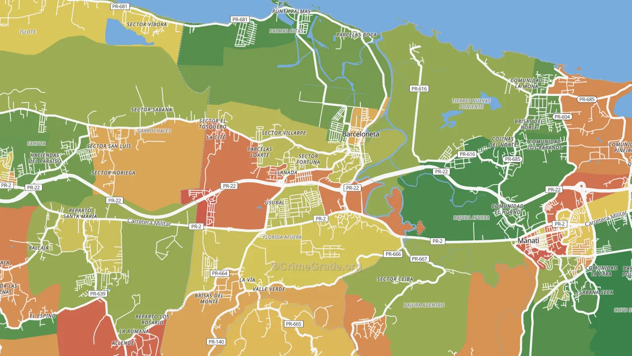 Barceloneta, PR Map of Assault Rates