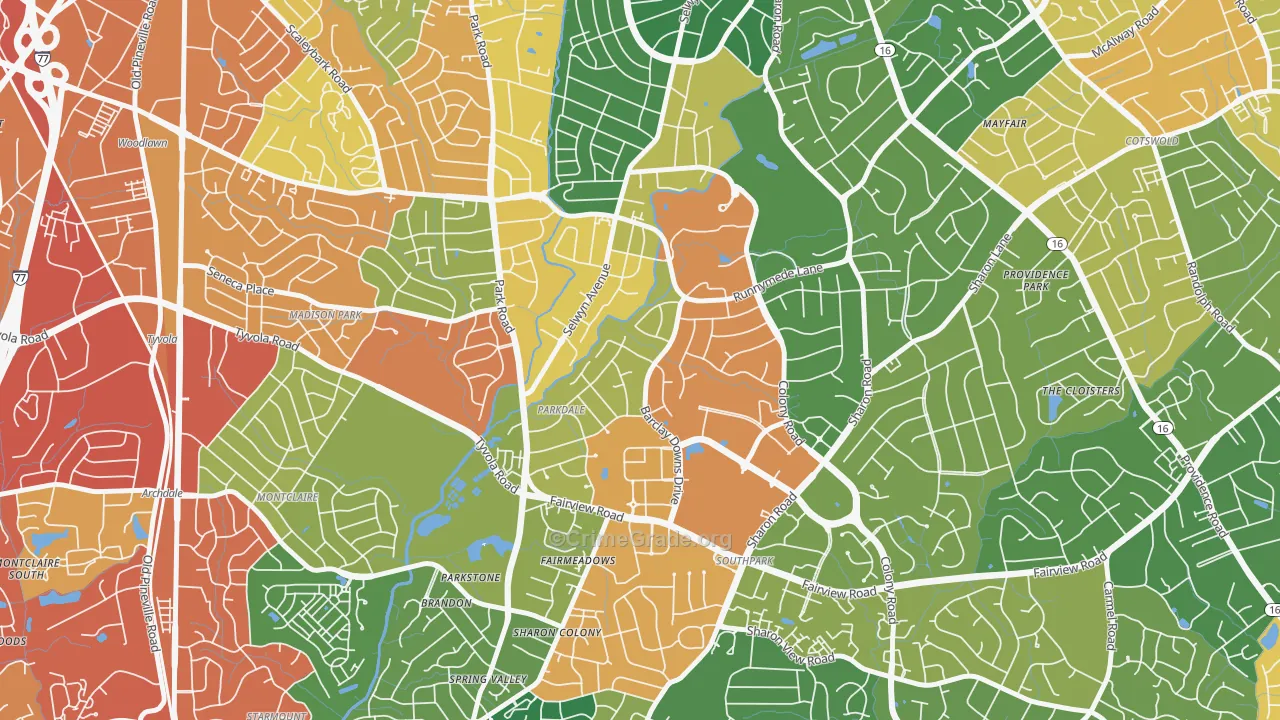 Barclay Downs, Charlotte, NC Map of Assault Rates
