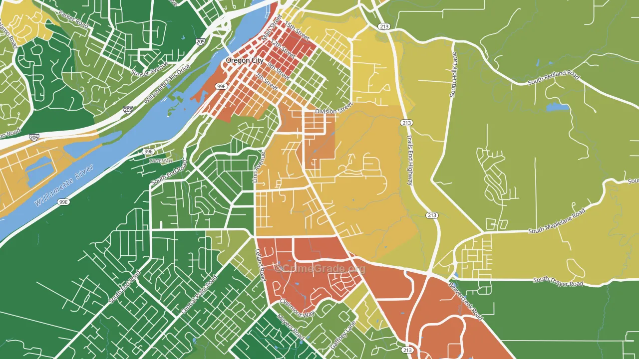 Barclay Hills, Oregon City, OR Map of Assault Rates
