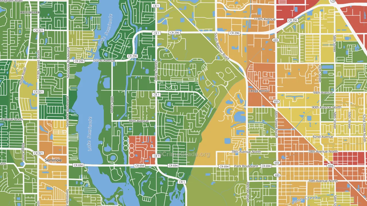 Bardmoor, FL Map of Assault Rates