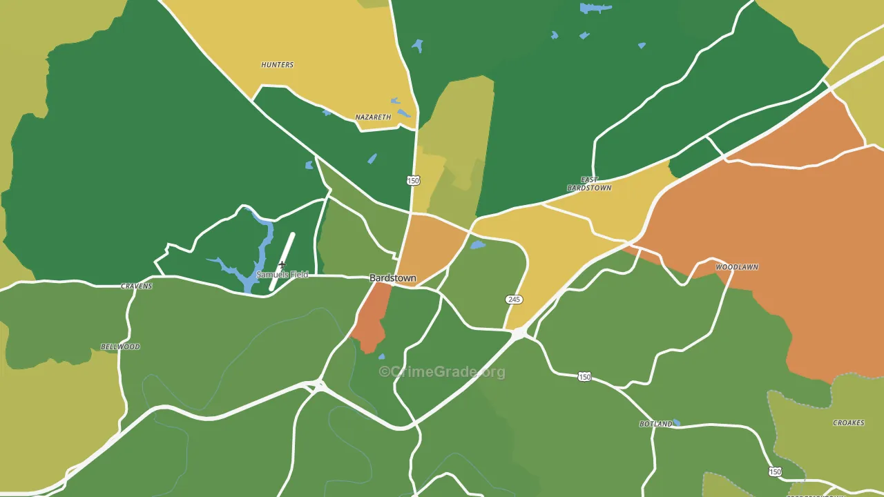 Bardstown, KY Map of Assault Rates