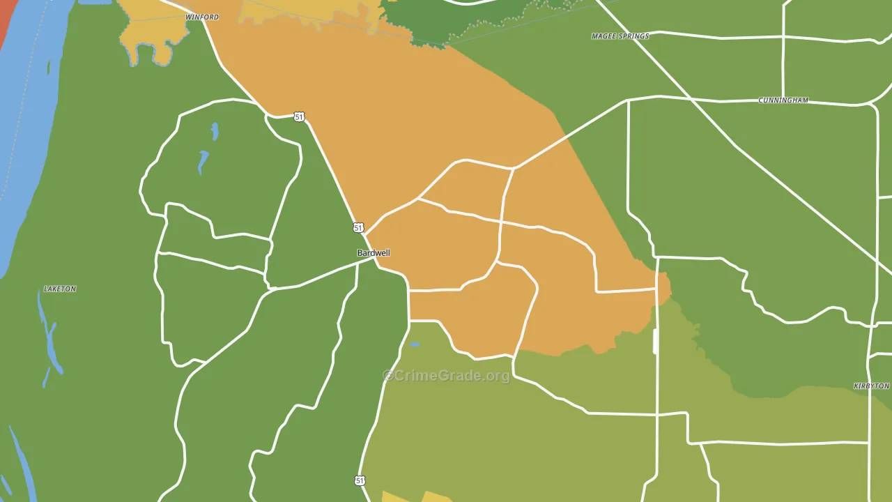 Bardwell, KY Map of Assault Rates