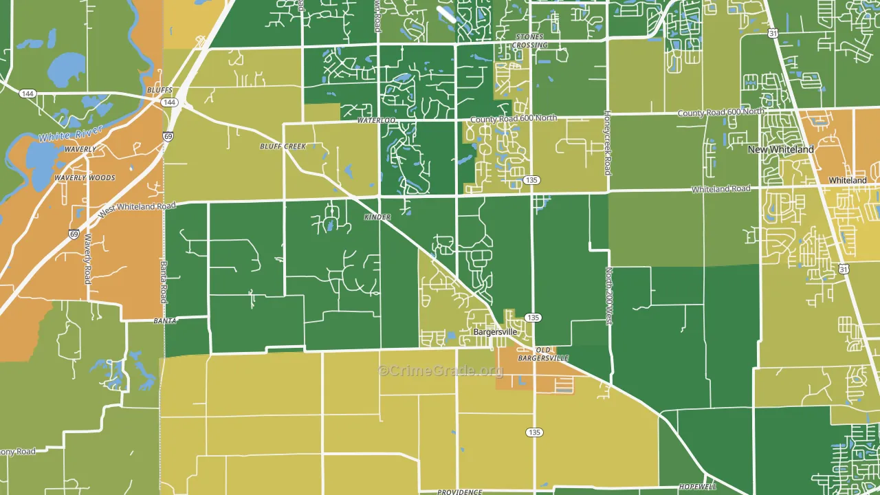 Bargersville, IN Map of Assault Rates