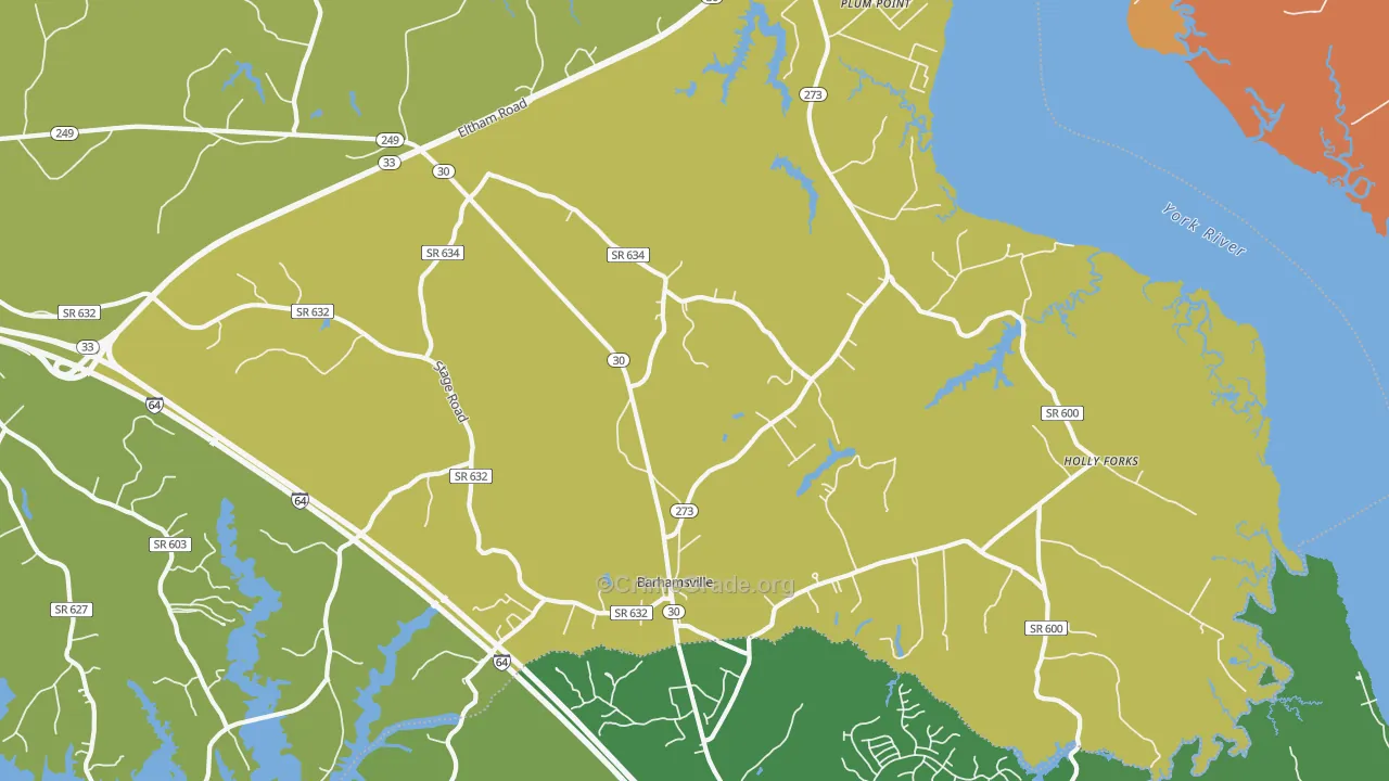 Barhamsville, VA Map of Assault Rates