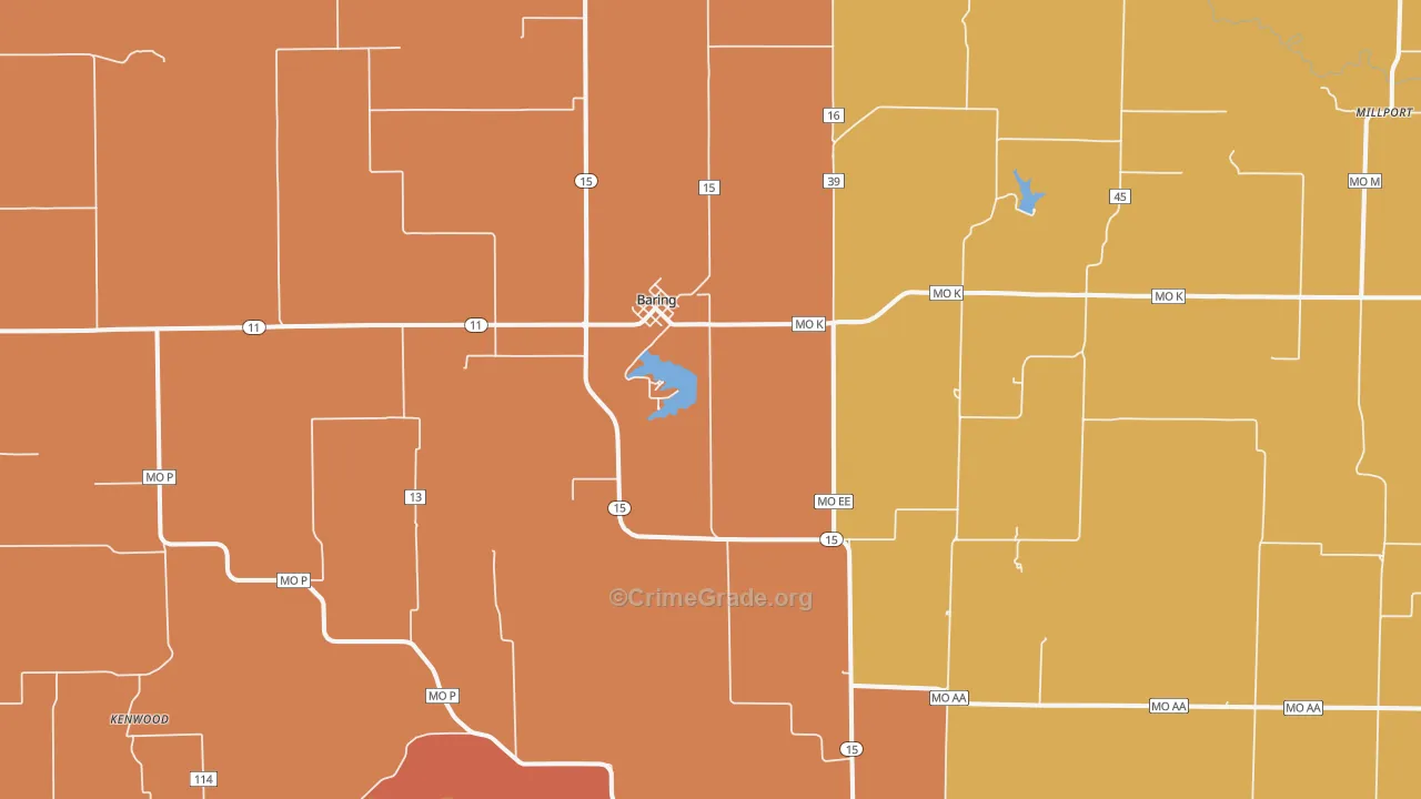 Baring, MO Map of Assault Rates