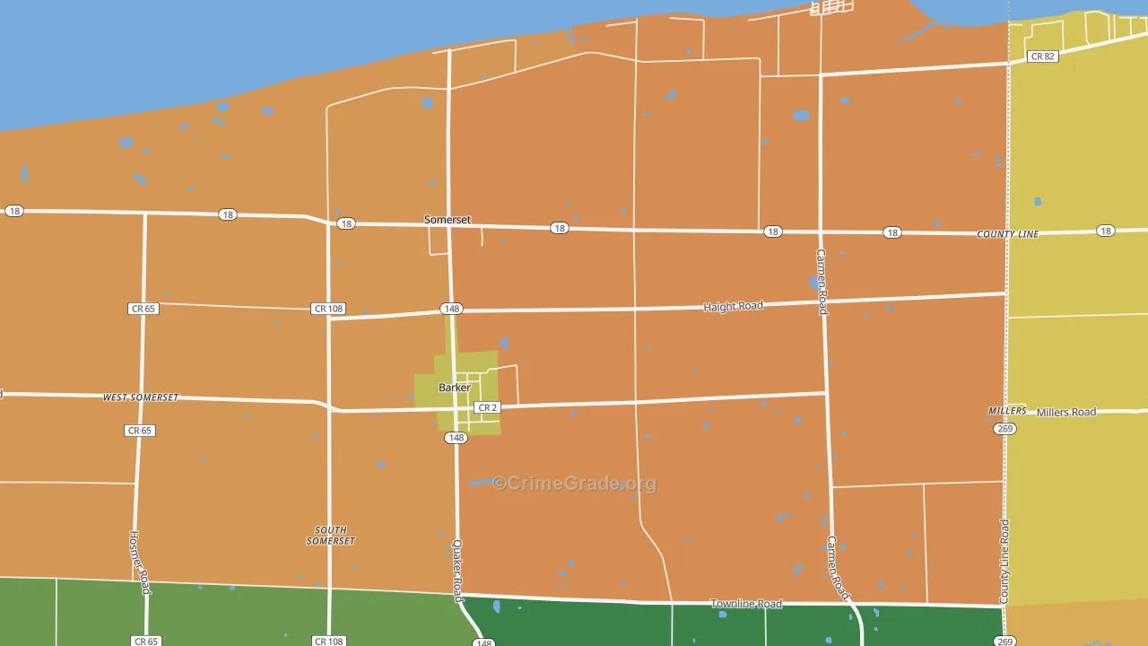 Barker, NY Map of Assault Rates
