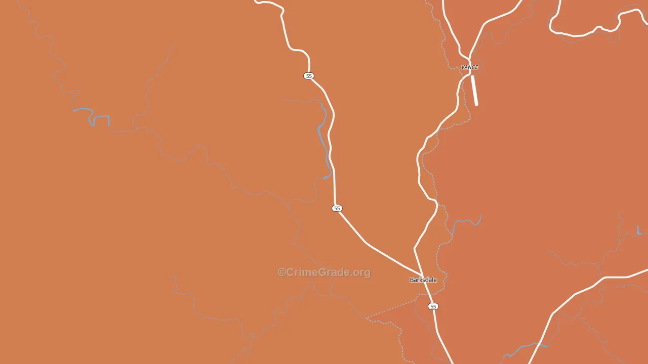 Barksdale, TX Map of Assault Rates