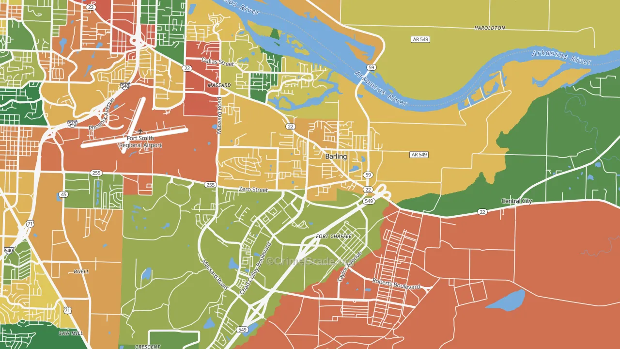 Barling, AR Map of Assault Rates