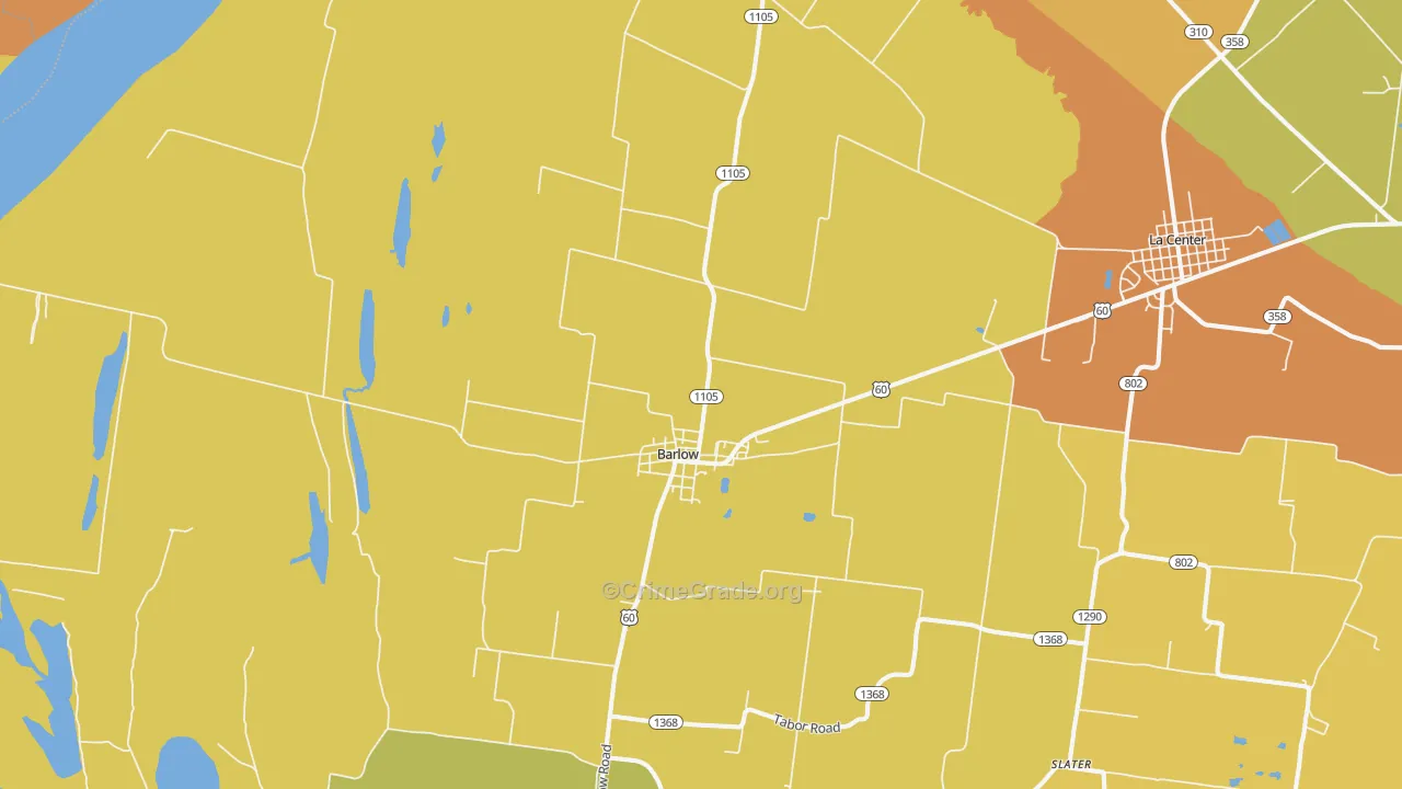 Barlow, KY Map of Assault Rates