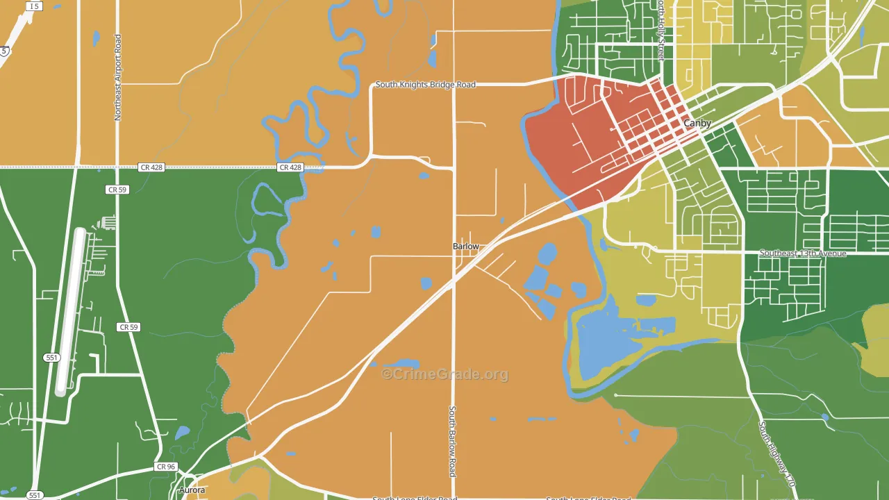 Barlow, OR Map of Assault Rates