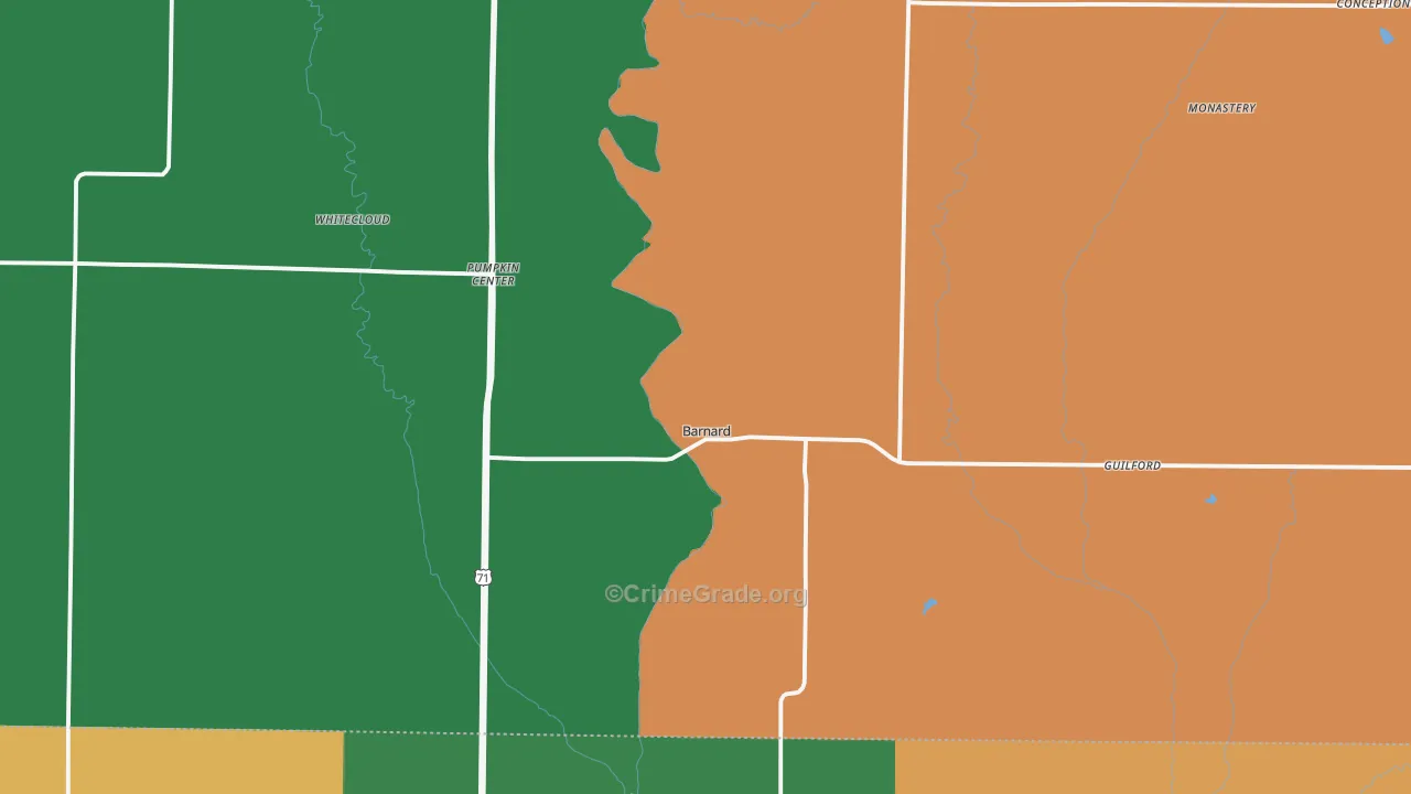 Barnard, MO Map of Assault Rates