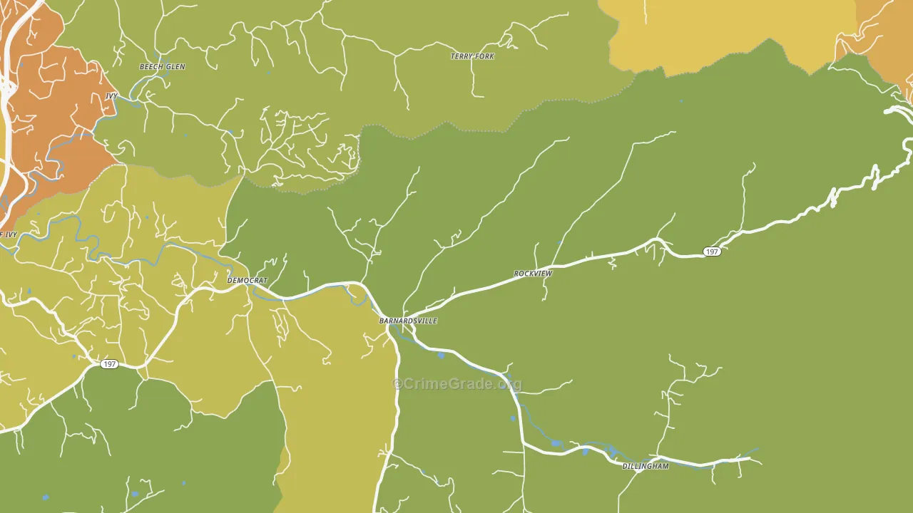 Barnardsville, NC Map of Assault Rates