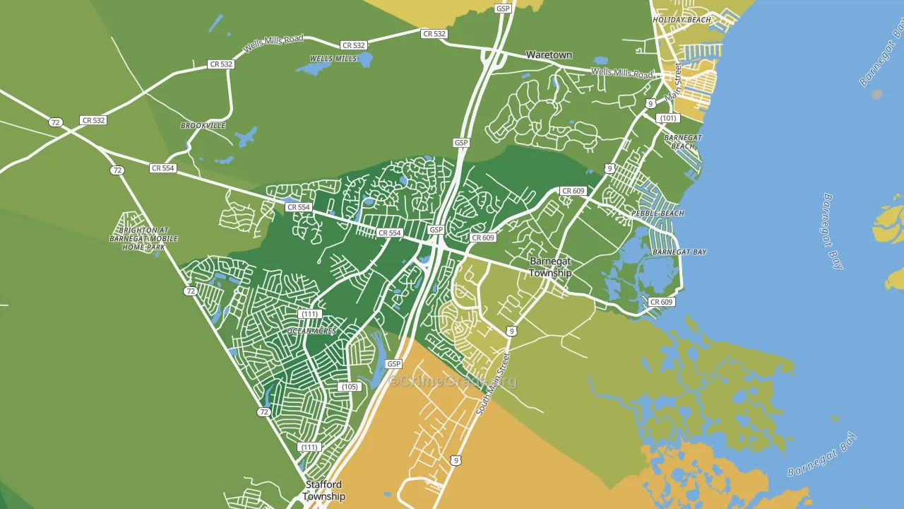 Barnegat, NJ Map of Assault Rates