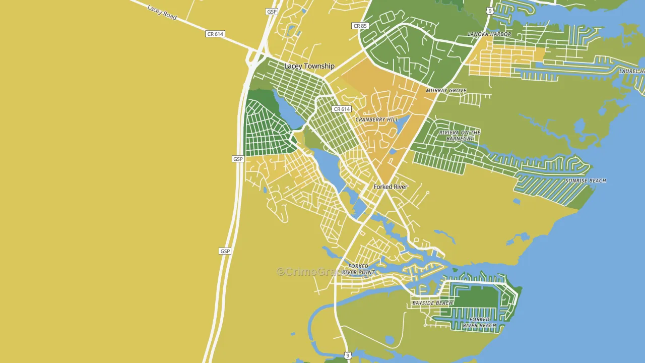 Barnegat Pines, Forked River, NJ Map of Assault Rates