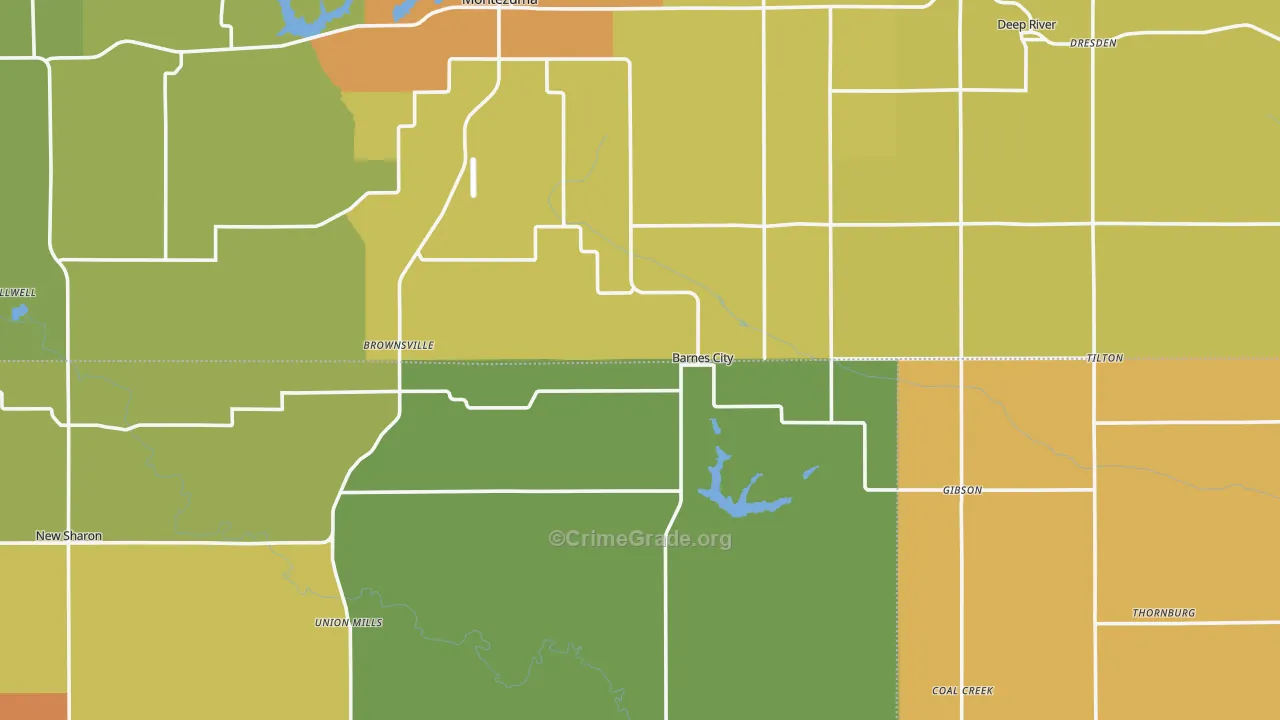 Barnes City, IA Map of Assault Rates