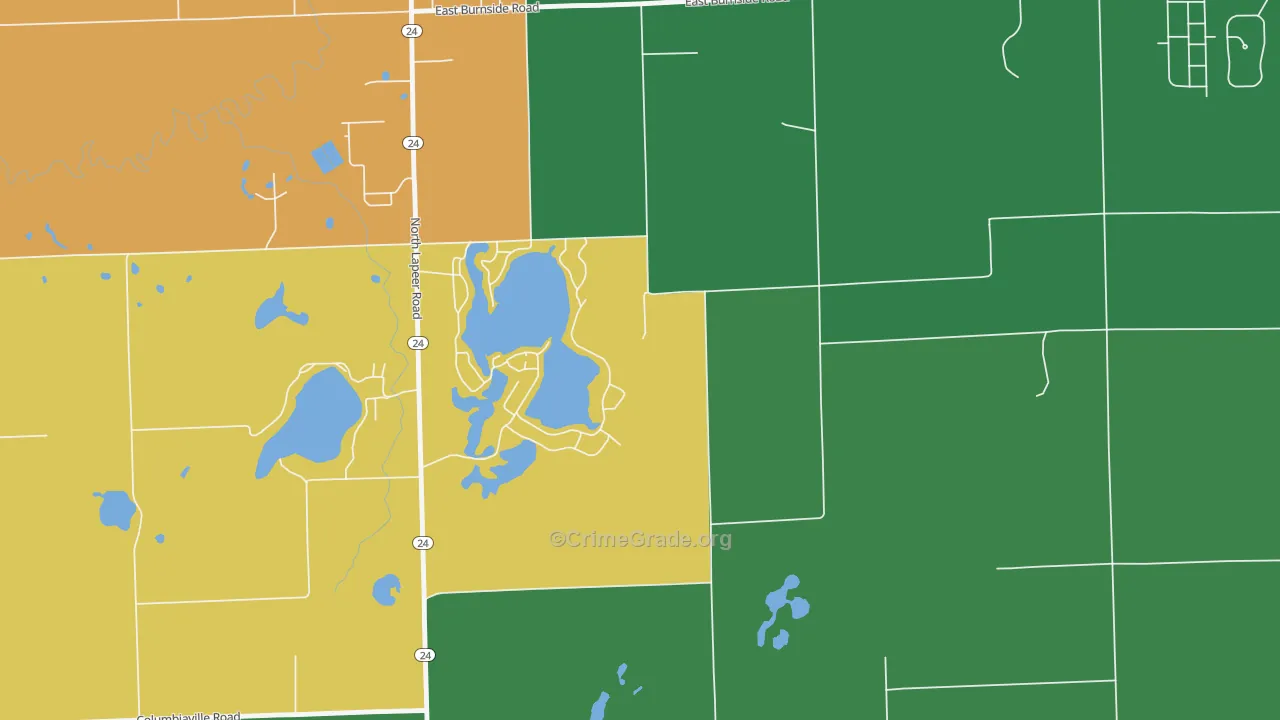 Barnes Lake-Millers Lake, MI Map of Assault Rates