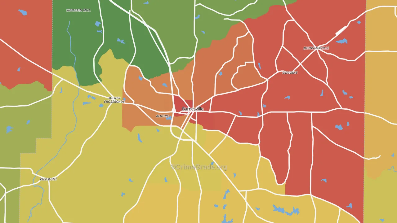 Barnesville, GA Map of Assault Rates
