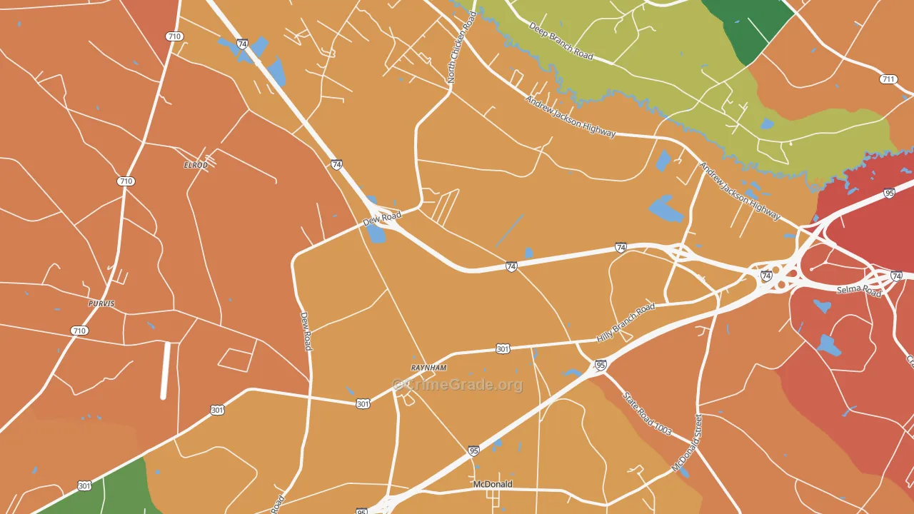 Barnesville, NC Map of Assault Rates