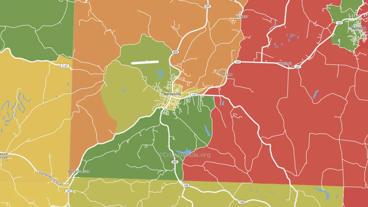 Barnesville, OH Map of Assault Rates