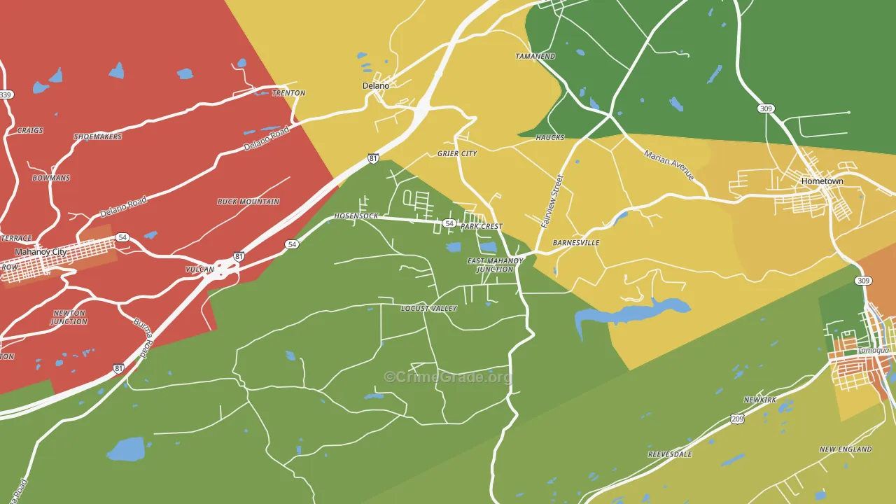 Barnesville, PA Map of Assault Rates