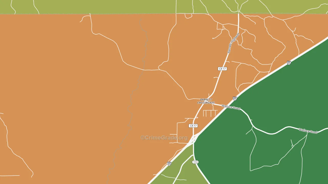 Barnett Crossroads, AL Map of Assault Rates