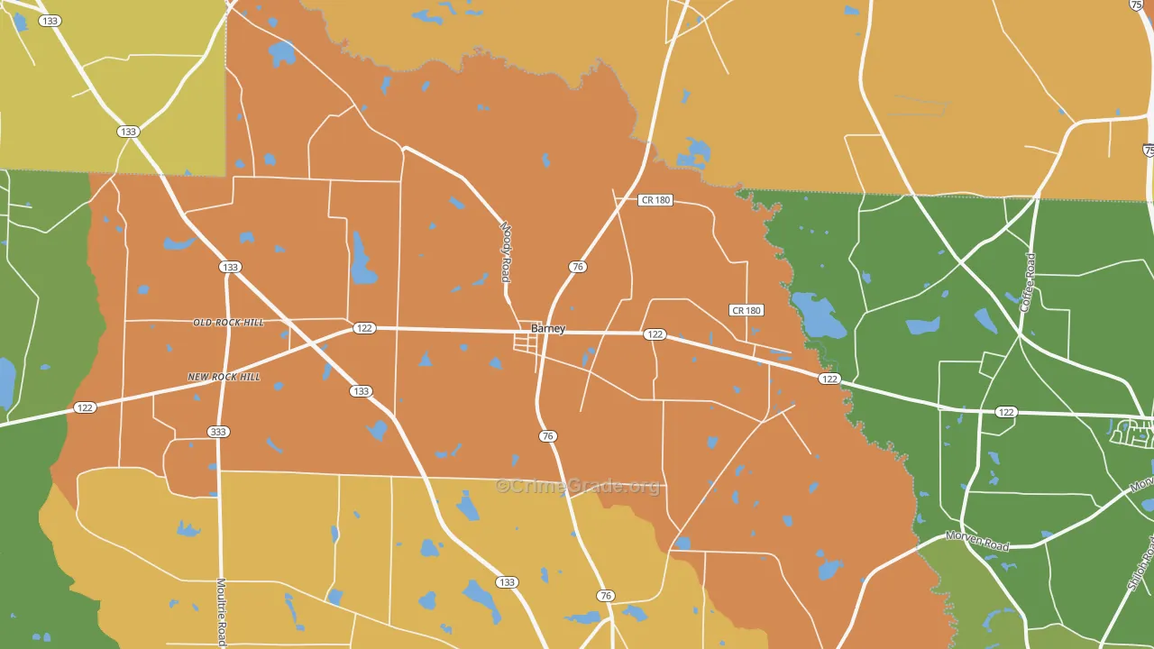 Barney, GA Map of Assault Rates
