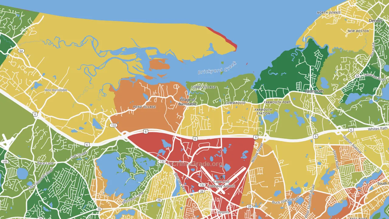 Barnstable, MA Map of Assault Rates