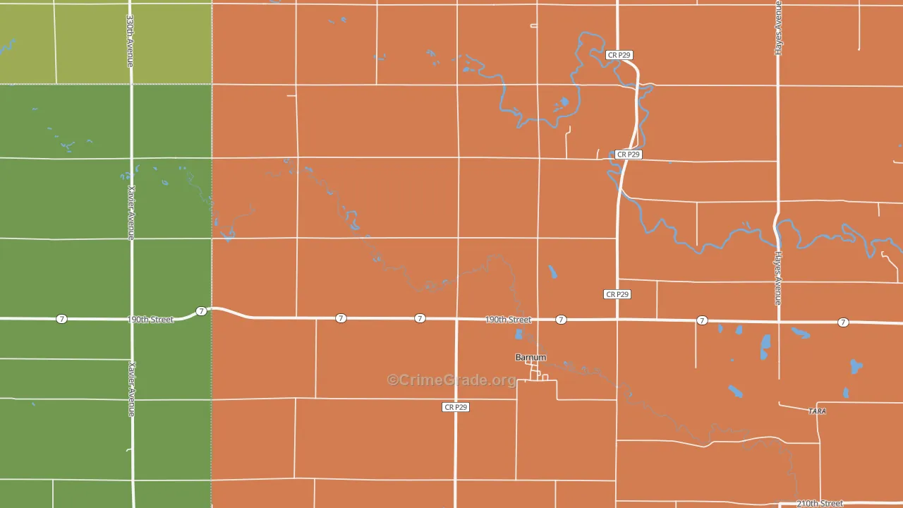 Barnum, IA Map of Assault Rates