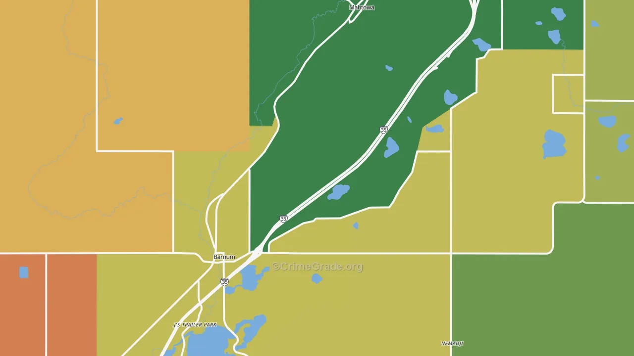 Barnum, MN Map of Assault Rates