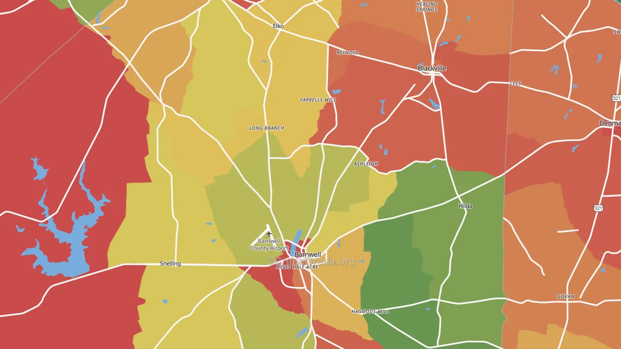 Barnwell County, SC Map of Assault Rates