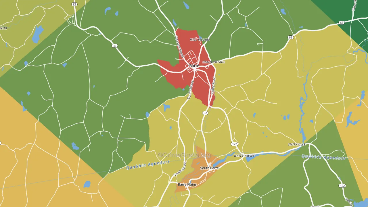 Barre, MA Map of Assault Rates